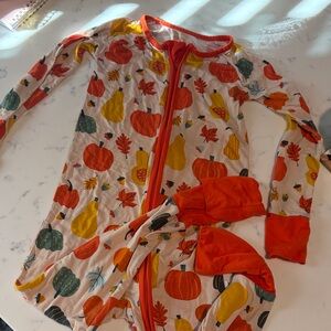 Little Sleepies unisex Orange Trim Pumpkin Onesie